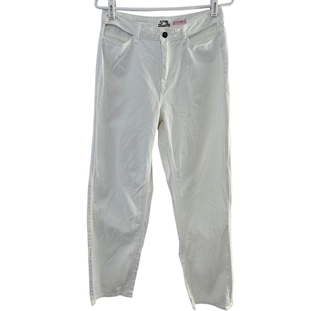 Future Collective Alani Noelle Women's Cut-out White Jeans 100% Cotton
